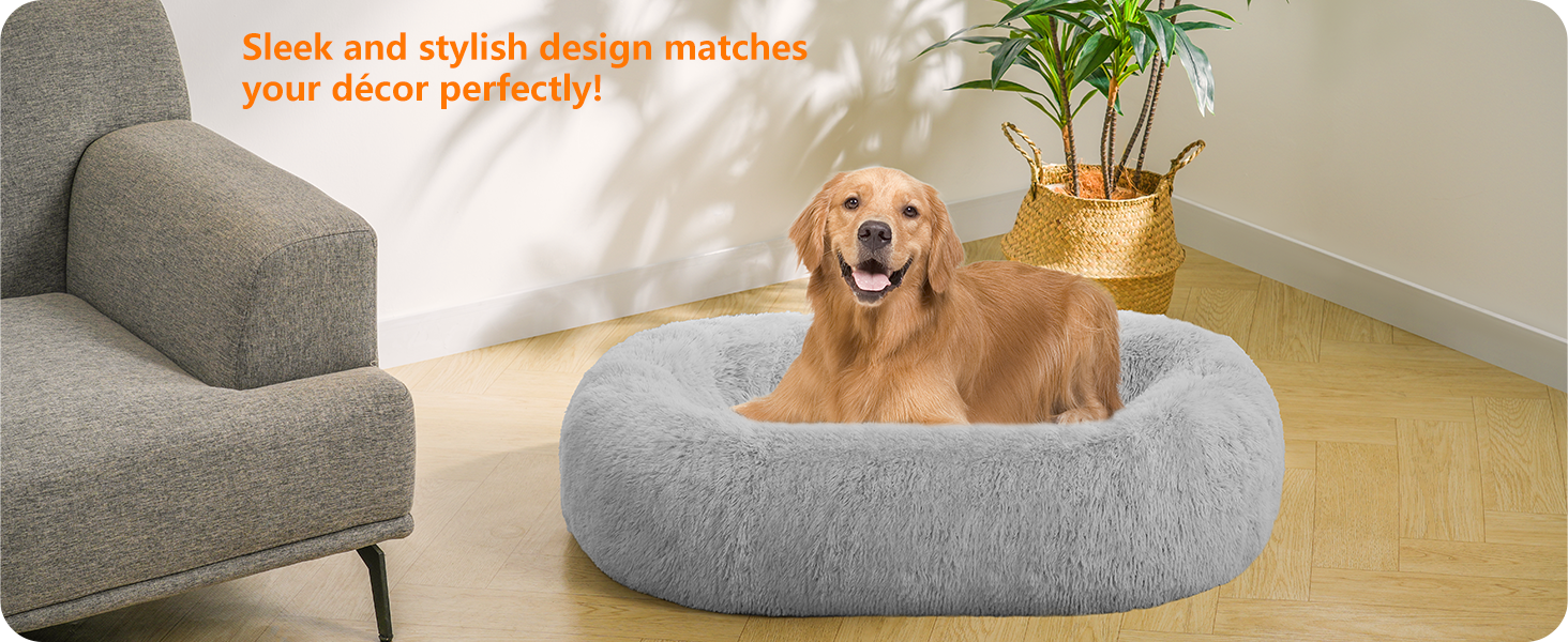 Ортопедичне ліжко для собак, круглий лежак, софа для котів та собак, м'який кошик, можна прати, діаметр 100 см, сірий колір, розмір 100 x 100 x 20 см