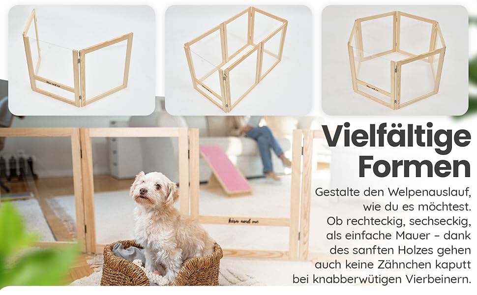 Кія для собак Емма, переносний вольєр для цуценят з масиву дерева та акрилового скла, 60 см, сучасний дизайн