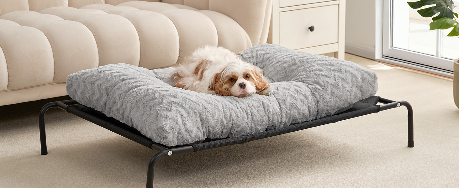 Килимок для собак великих порід, 104x68 см, XL, з штучним хутром та льоном, сірий, 104 x 68 x 10 см