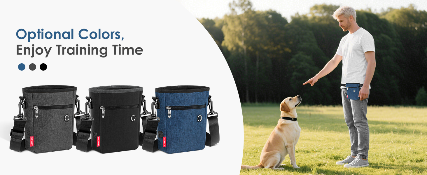 Футляр для ласощів для собак з магнітною застібкою, сумка для тренування собак з знімною внутрішньою кишенею, багатофункціональна сумка для ласощів для собак зі спонсором для фекалій, сірий (блакитний)