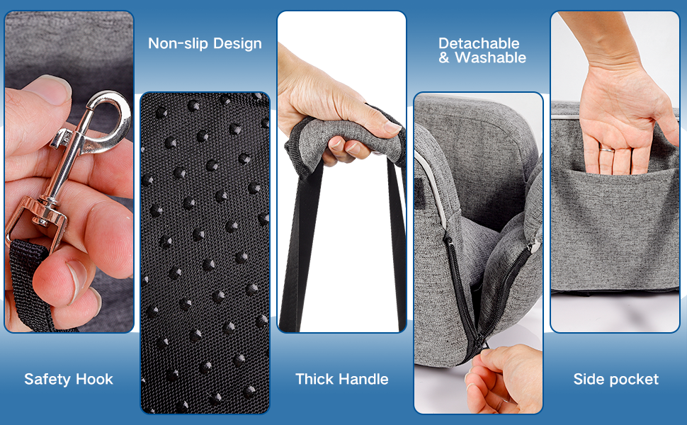 Автокрісло для собак до 5.4 кг | Універсальна консоль в авто | Знімне, миється | Безпечне автокрісло для тварин Pure Grey One Size