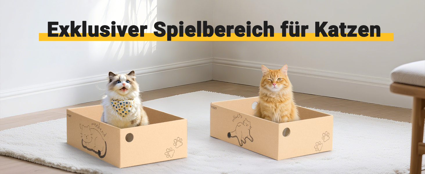 Ycozy Драбина-подряпування для котів з великою двосторонньою гофрокартонною поверхнею. Набір містить 2 коробки та 6 драбинок для котів. Міцні котячі меблі для заміни.