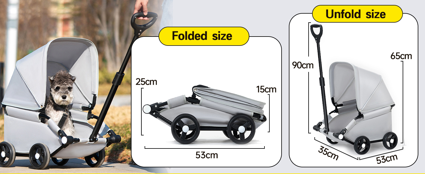 Візок для собак Loyimioo Mini - чорний, складний, з UV-захистом та поворотним ручками, для маленьких та середніх собак