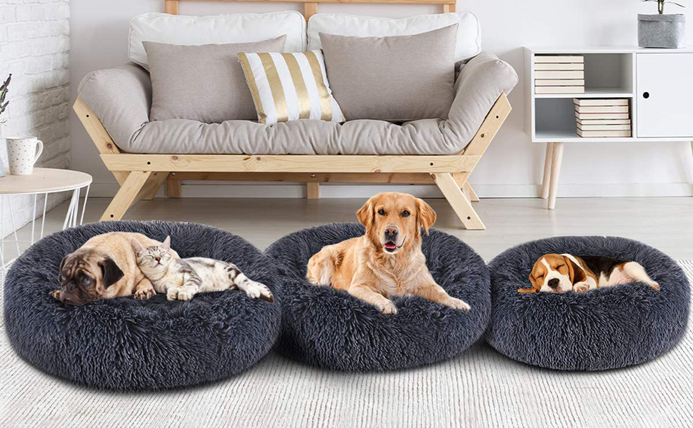 Квіткове ліжко для котів Queta: м'яке, зручне ліжко для котів та маленьких собак (50 см, сірий)