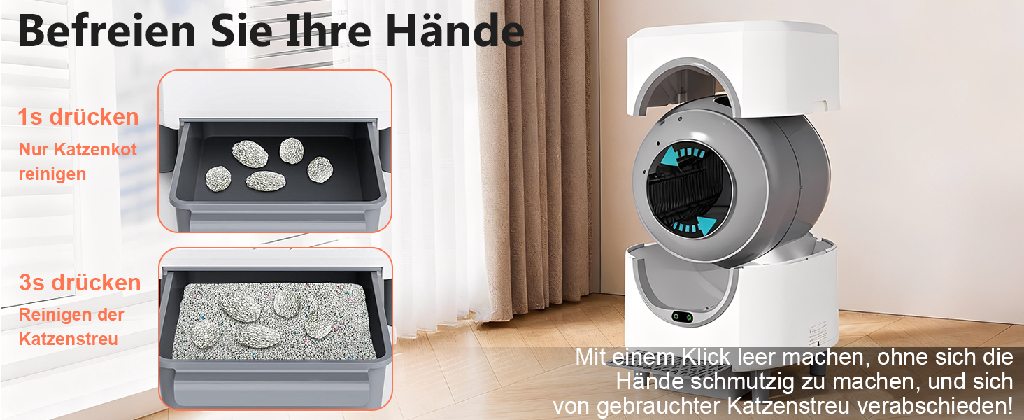 Автоматичний лоток для котів Katzenklo Selbstreinigend, 65л, XXL, з керуванням через додаток, для 2+ котів