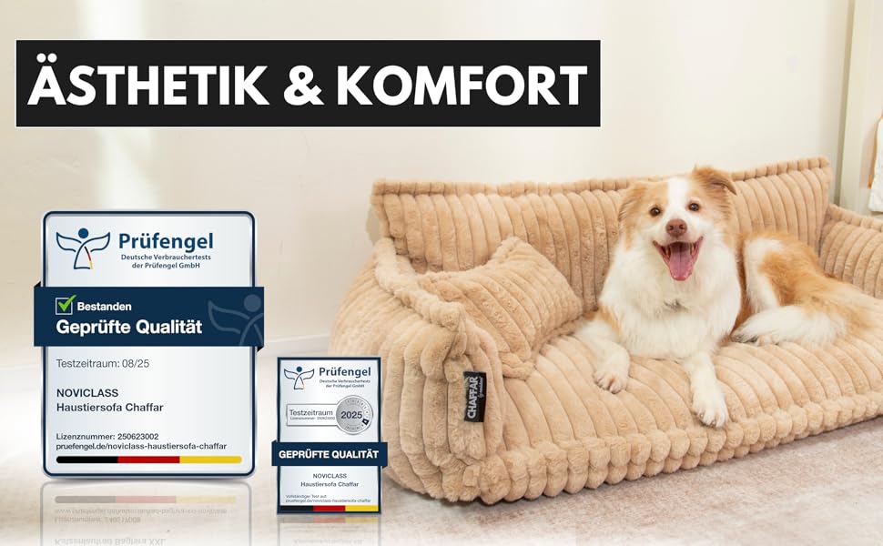 Диванчик для домашніх тварин Noviclass® Chaffar: ортопедичний диван для котів та собак, сучасний стиль, матеріал - Cord, розміри (Верблюжий, XXL (140см))