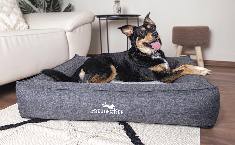 FREUDENTIER® Ортопедичне ліжко для собак | M-XXL | Прачне та легке у догляді | Преміум якість, Made in Europe | Для великих, середніх та маленьких собак (L 100x70cm)