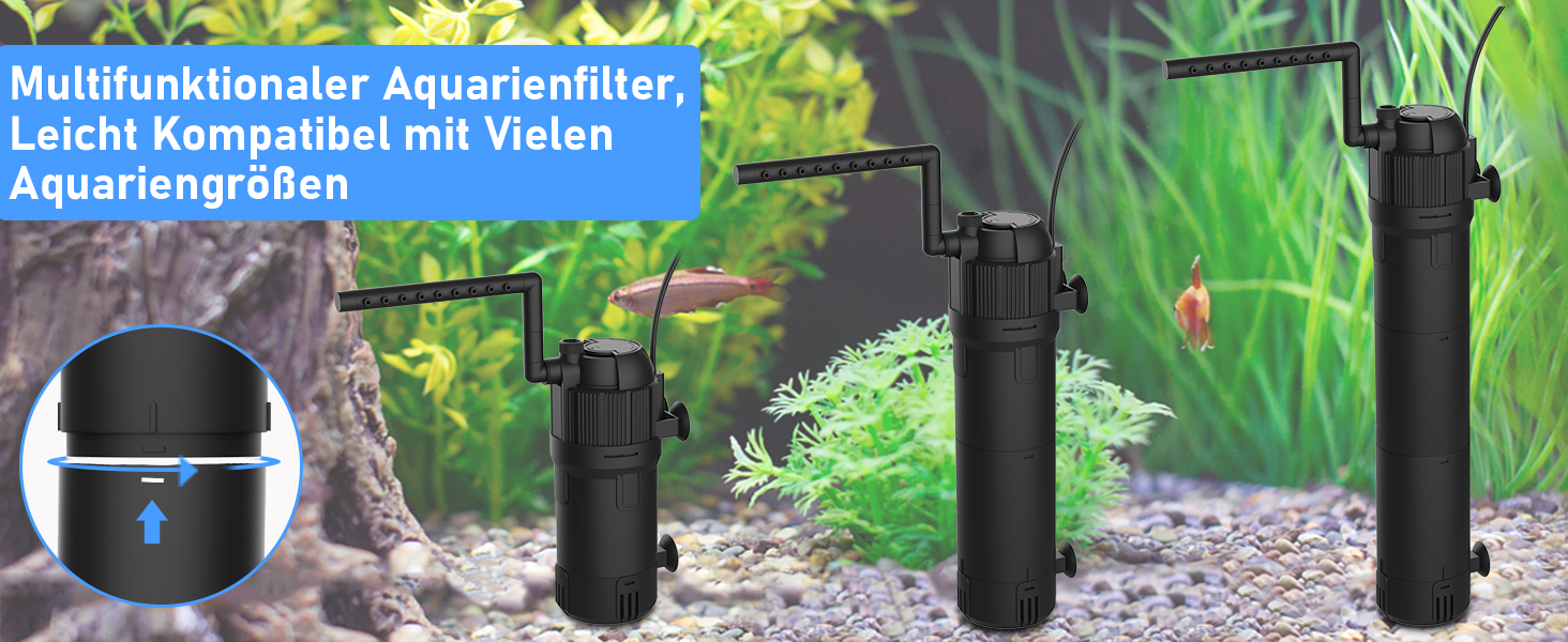 Фільтр для акваріума, 800 л/год, 8 Вт, внутрішній, з підсвічуванням, для акваріумів до 250 л