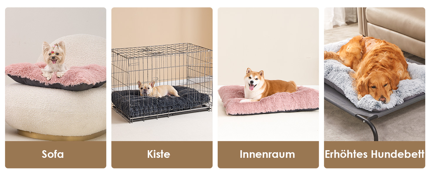 М'яке ліжко для собак EHEYCIGA, великі породи XXL, 120x90 см, рожеве, знімний чохол, неслизьке, з довгим плюшем