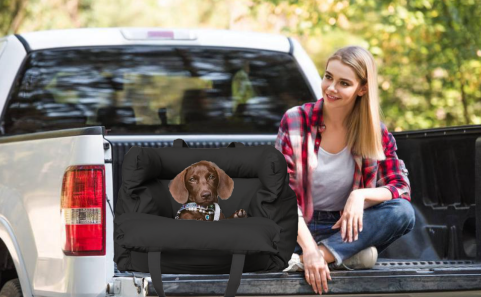 Автокрісло для собак маленьких порід, підставка для собак у машину, ліжко для собак з memory foam, з кишенями та страхувальним ремінцем, миється