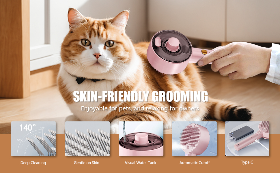 Двостороння щітка для котів з парою 4-в-1: масаж, догляд та видалення шерсті. Біла (рожева)