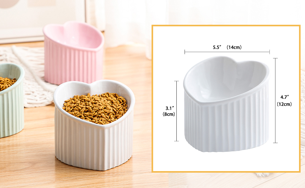 Підвищена годівниця для котів, керамічна миска для корму - годівниця для котів з нахилом, анти-блювотний дизайн, миска для корму, придатна для миття в посудомийній машині та мікрохвильовці, 180 г, зелений (білий)