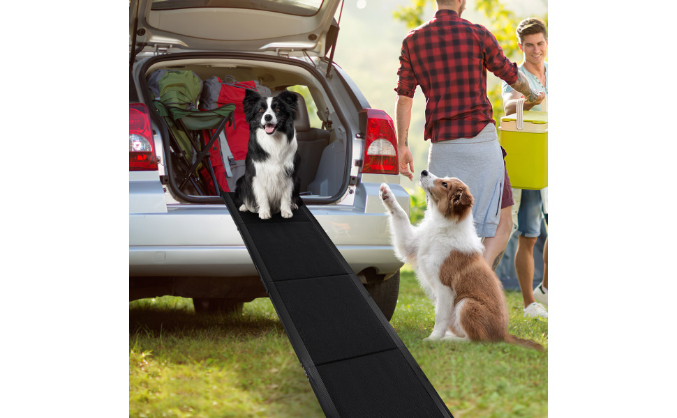Рампа для собак Hunderampe, 180 x 50 см, авто-складна, антиковзаюча, для легкових автомобілів, позашляховиків та вантажівок, до 110 кг, для великих та літніх собак, алюмінієвий каркас, довга