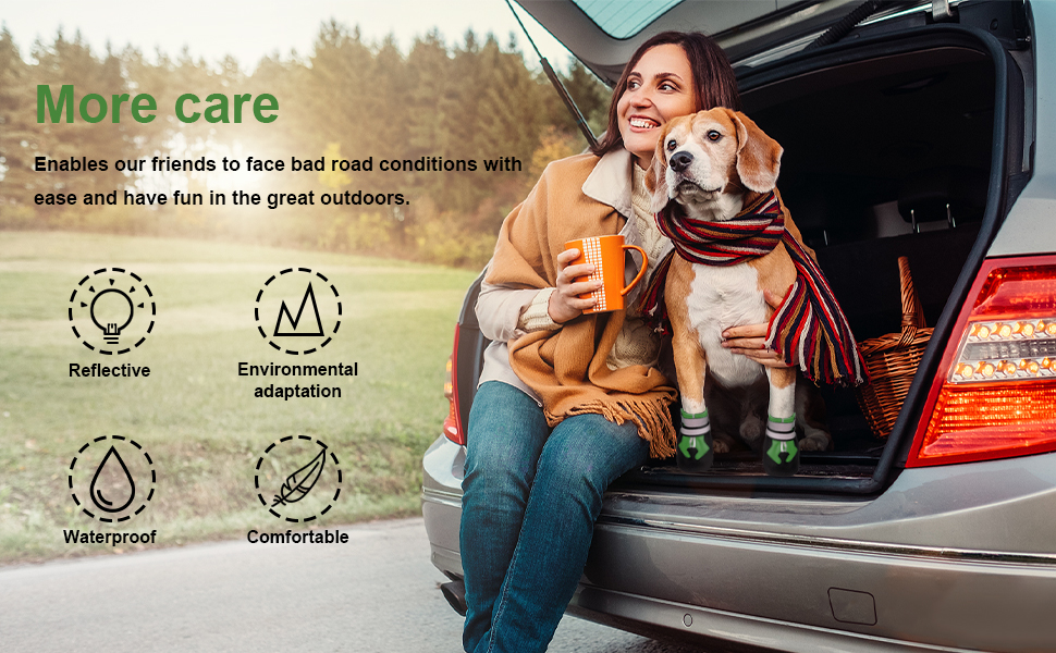 Чоботи для собак, 4 шт., водонепроникні, антиковзаючі, з відбиваючим ремінцем, чоботи для собак, захист лап для маленьких, середніх та великих собак (XL, зелений)