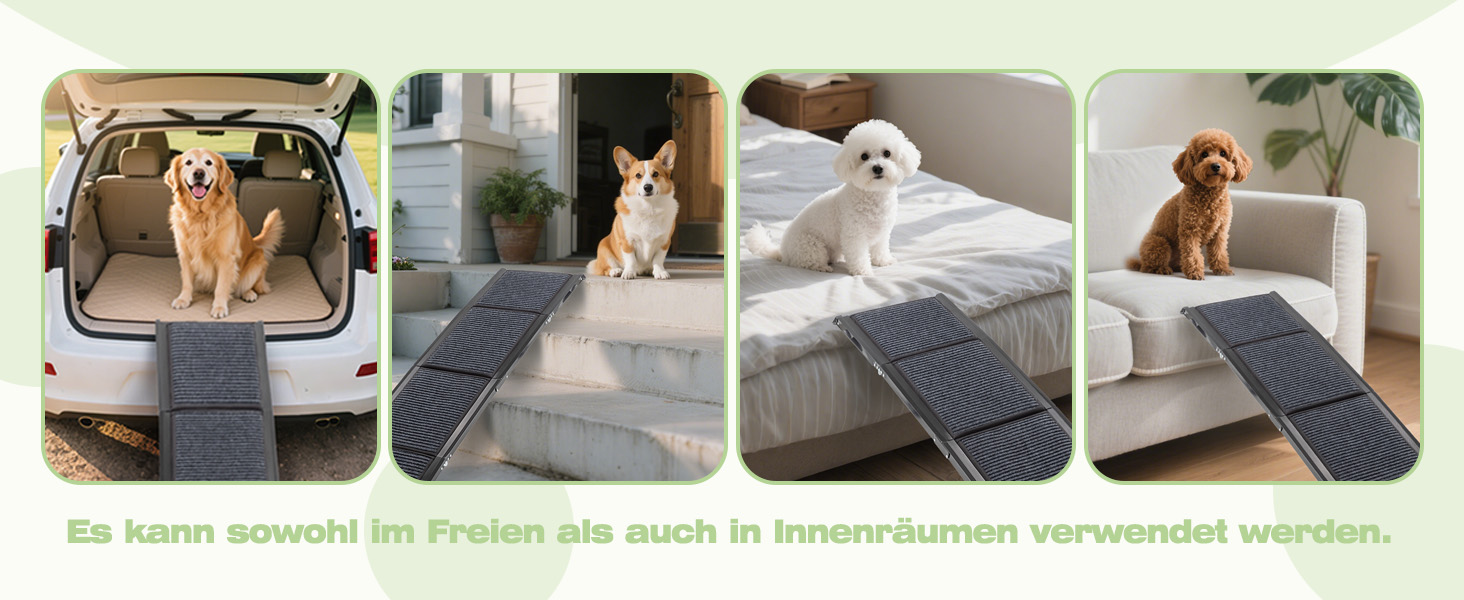 Східці для собак Hunderampe: розкладні, довгі, з антиковзким килимком, до 110 кг, для авто, SUV, позашляховиків, вантажівок, 170×44 см