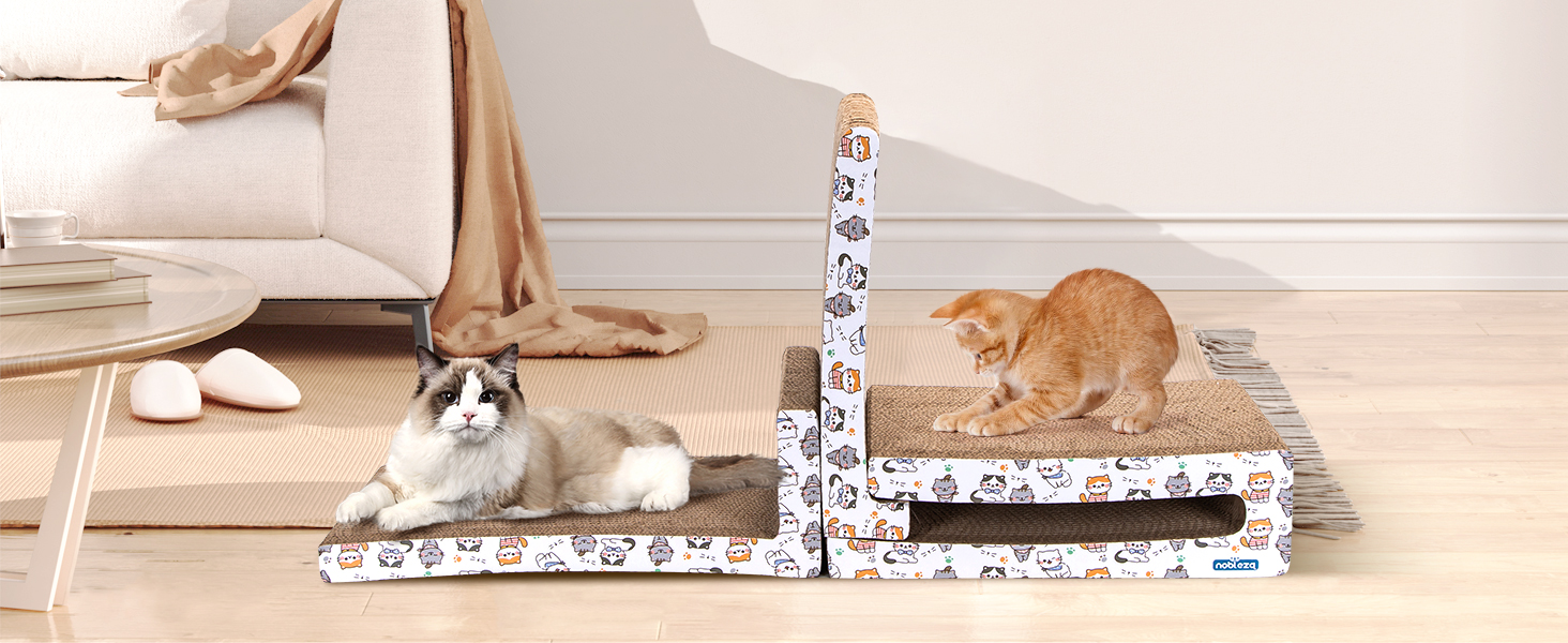 Кігтеточка для котів Nobleza Katze Kratzbrett 3 в 1 з котячою м'ятою, з екологічного картону, 43x24x15 см