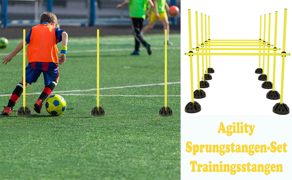 Набір пружинних штанги AufuN Agility для тренувань координації, стрибків та швидкості. Ідеально для спортивних клубів та шкіл. Жовтий колір.