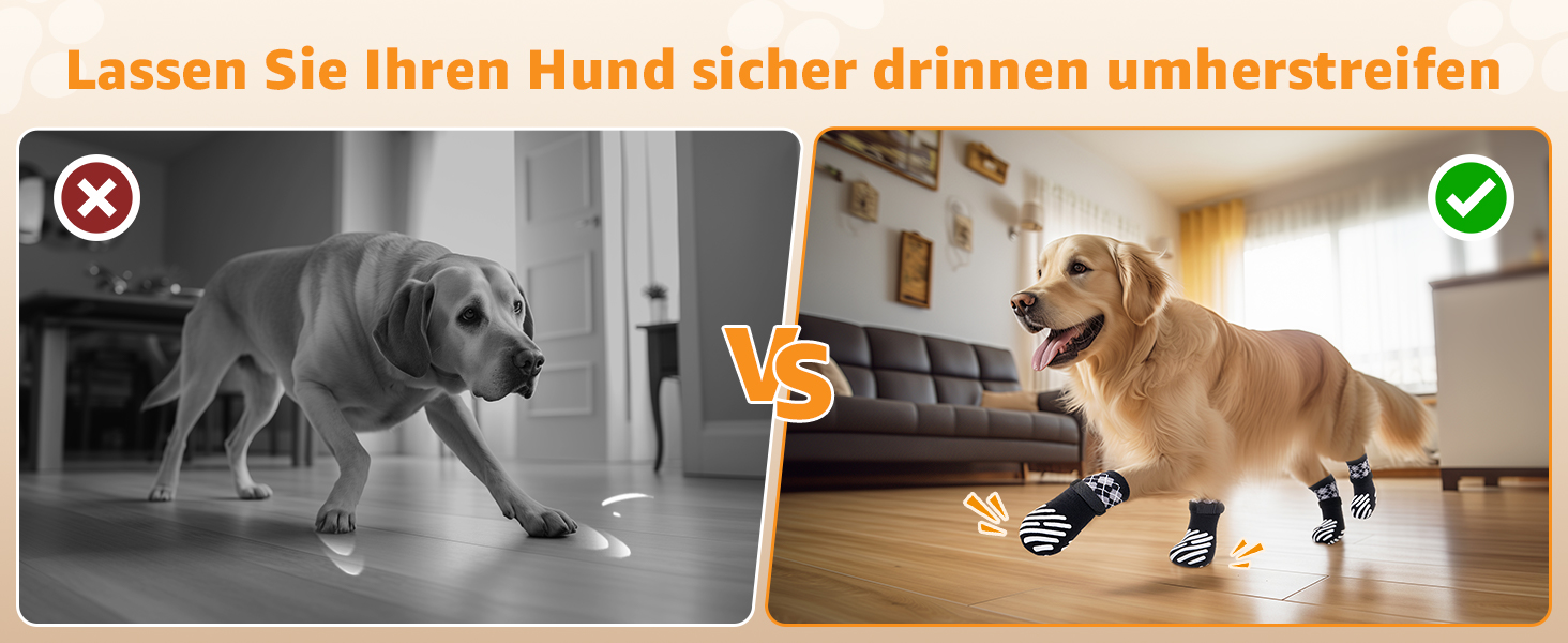 Шкарпетки для собак PICK FOR LIFE 4 шт. Захист лап, антиковзаючі, з клямками для твердих дерев'яних підлог, чорного кольору. Підходять для маленьких, середніх та великих собак.