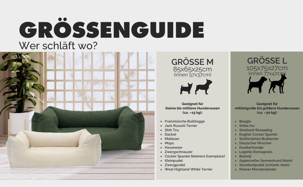 Ортопедичне ліжко для собак Emma | Кошик для собак | Для маленьких та середніх собак (Бежевий, 85x65 см)