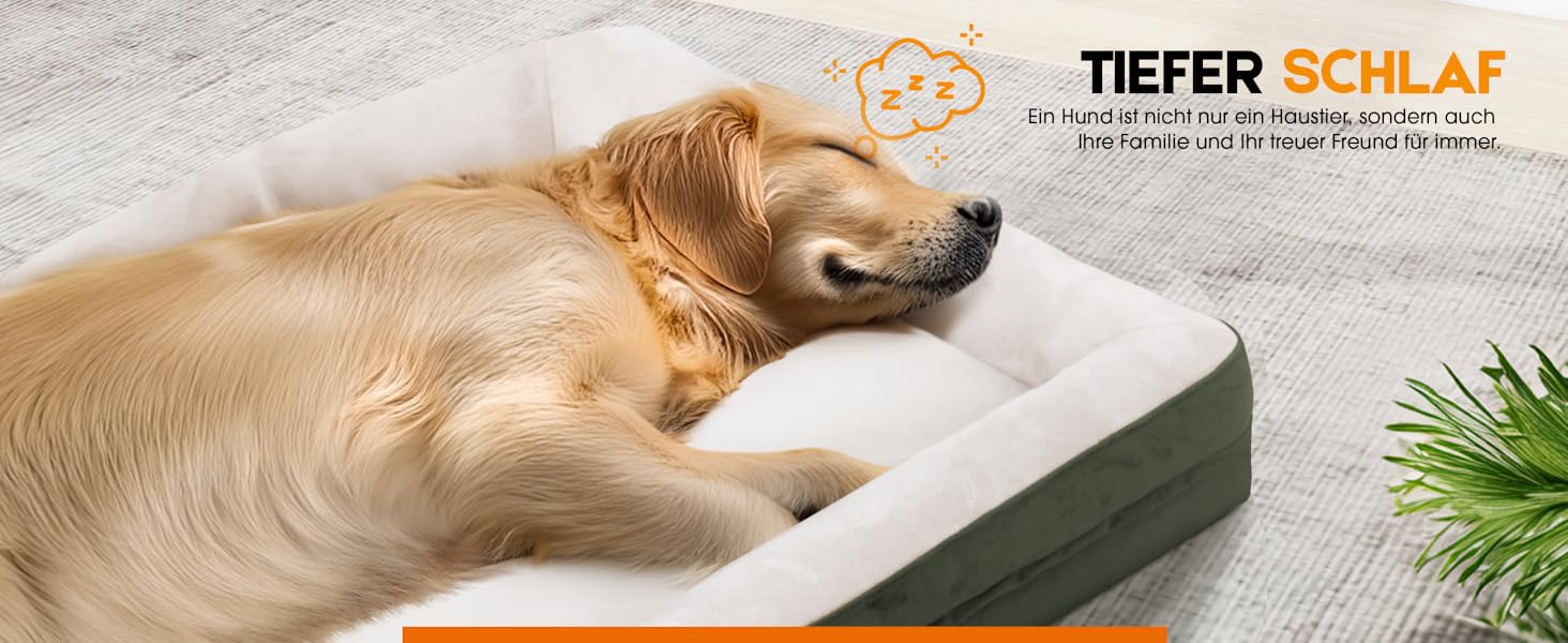 Ортопедичне ліжко для собак XL, корзина для собак, що стирається, з яєцевидною піною, вологостійкий диван для собак з неслизьким дном та чотиристоронньою подушкою (91x61x18 см, оливковий)