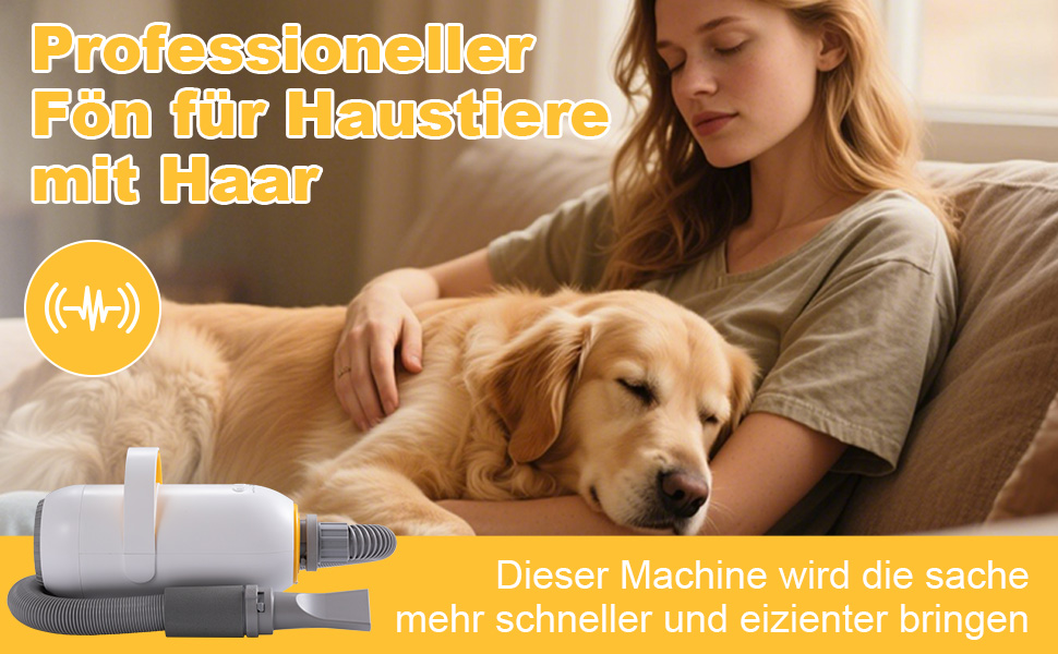 Фен для собак Kanonen-Stil білий 2400W, професійний собачий фен-сушарка з регулюванням швидкості та температури повітря, 1-9 рівнів, 35-60°C, #LYCSJDPWH-DE