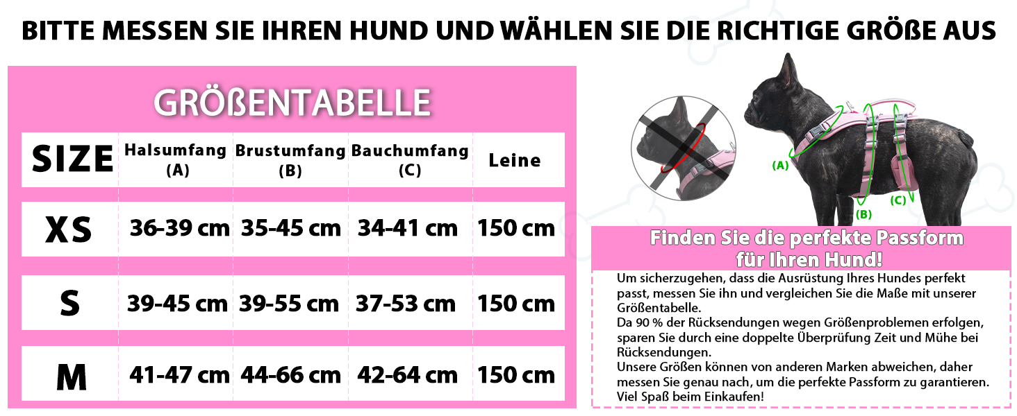 Нашийник для собак Wuffley з повідком, безпечний нашийник від вислизання, анти-тяговий нашийник з ручкою та світловідбиваючими елементами, легкий, регульований нашийник для середніх собак (рожевий, XS) Дуже маленький рожевий