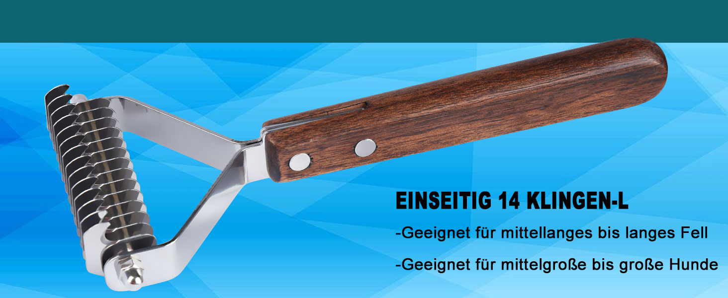 Тріммер для шерсті Coat King - щітка для собак та котів, 14 лез, 184x62 мм