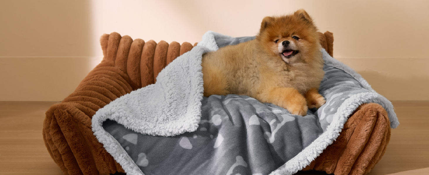 Водонепроникний коврик для собак BEDSURE великих порід - 152x127 см, миючий, з Sherpa Fleece, м'який, сірий XL (127x152)