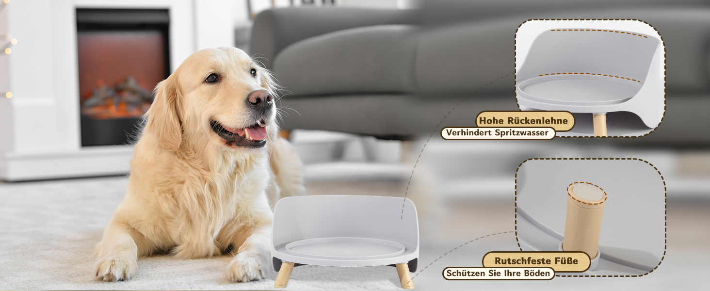 Підвищена стійка для великих мисок для собак - годівниця для середніх та великих собак - для мисок діаметром до 20,2 см - сірого кольору (миска не входить до комплекту) Large сірий