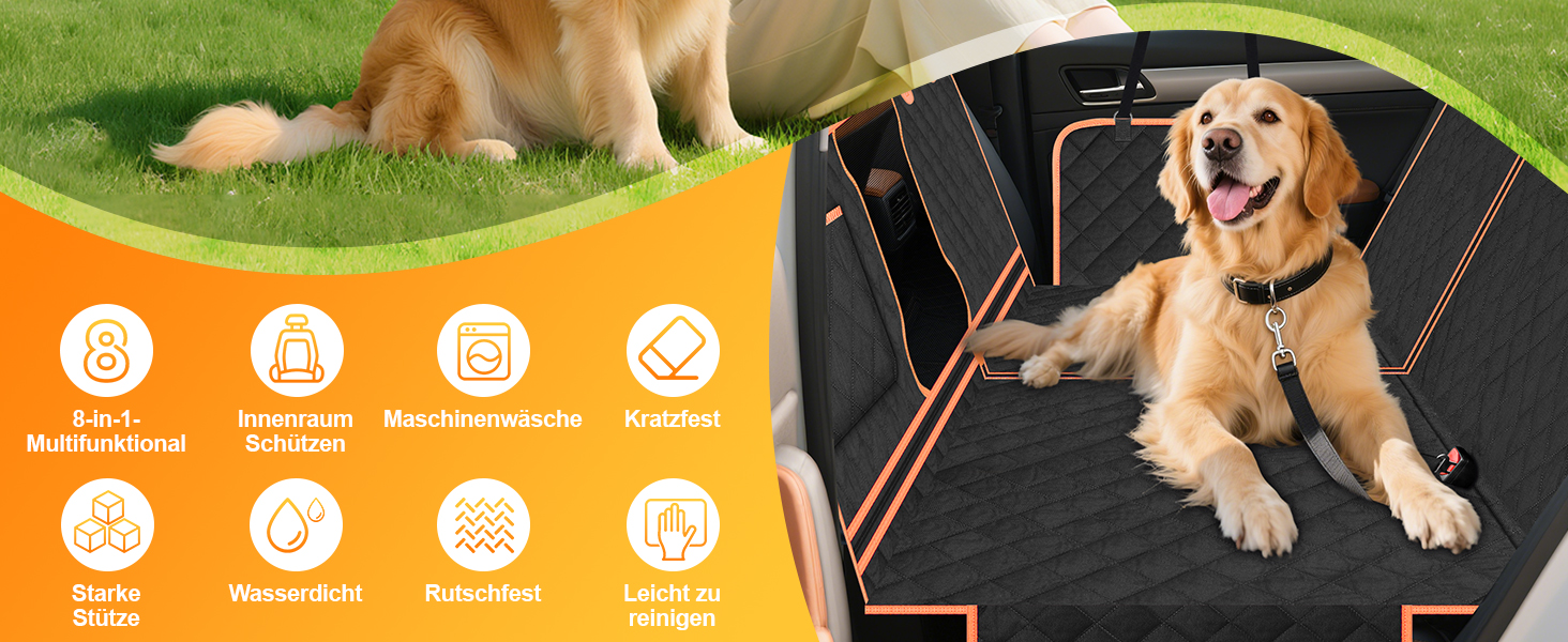 Захист для заднього сидіння авто для собак, 600D, водовідштовхувальний, стійкий до подряпин, з боковими захистами та оглядовим вікном, універсальний, для собак