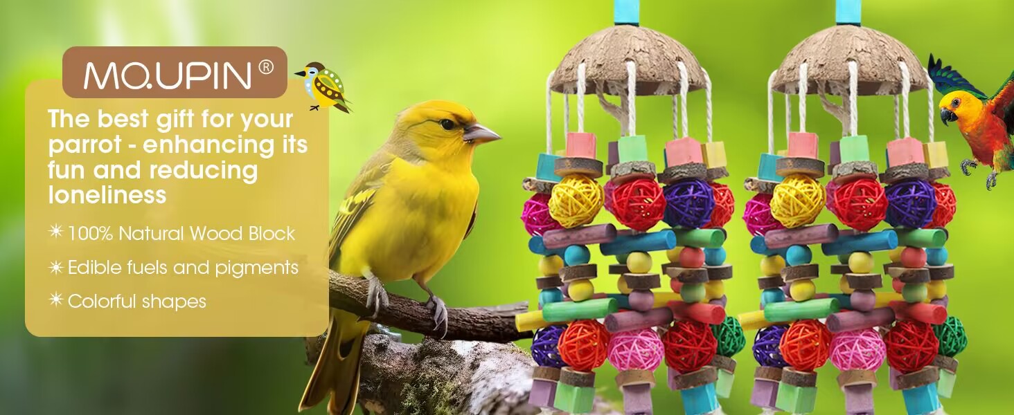Іграшка для папуг MQUPIN - великий дерев'яний блок для калювання, лазіння та чищення (400 г)