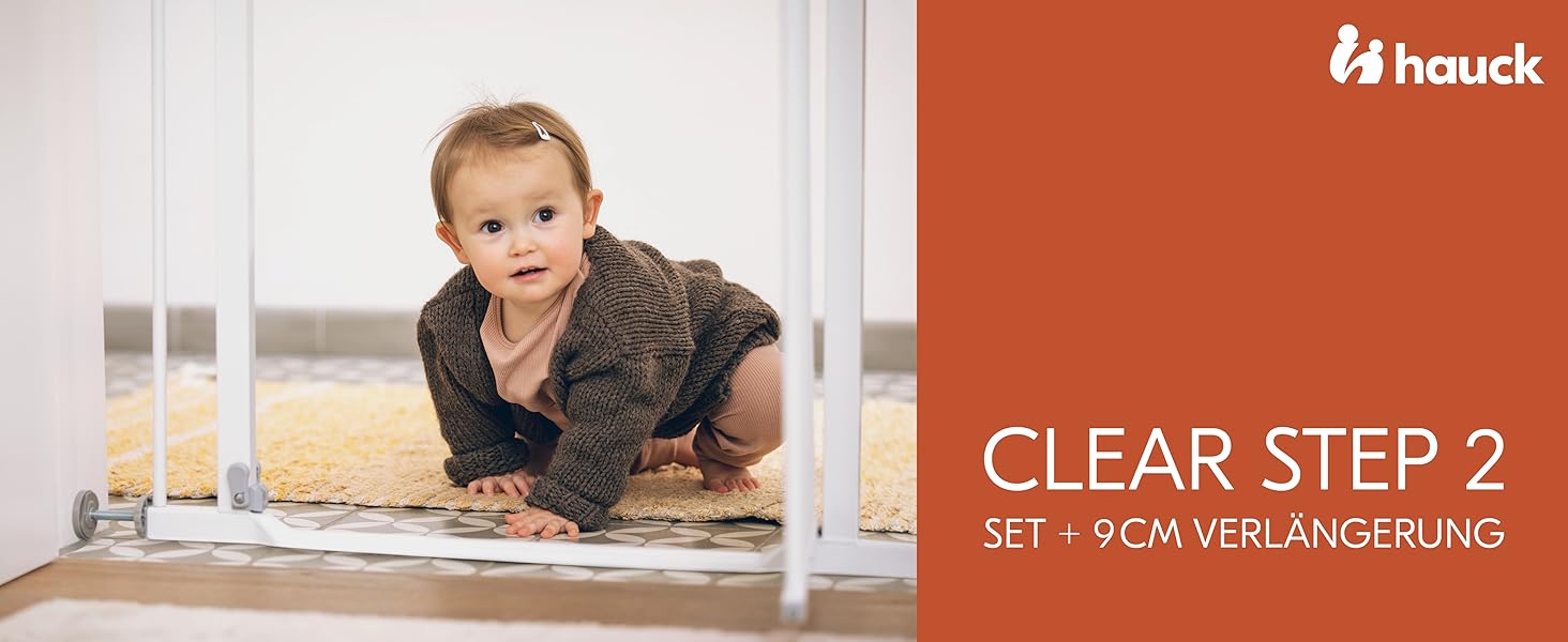 Захисне ворота для дітей Hauck Clear Step Autoclose 2, білий колір, регульована ширина 75-80 см, висота 77 см, самозакривне, без свердління, зручний вхід, двостороннє відкриття однією рукою