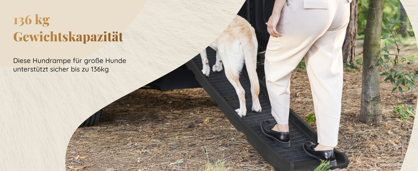 Рампа для собак у машину, складана – 174 см, 38 см – чорна, для великих собак, до 136 кг – підходить для авто та SUV