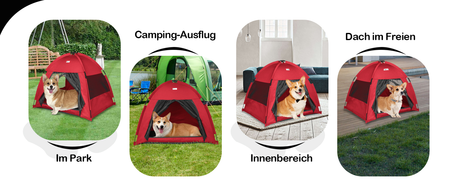 Зручне ліжко-будинок для собак та котів Babyezz, Tipi, червоний, L