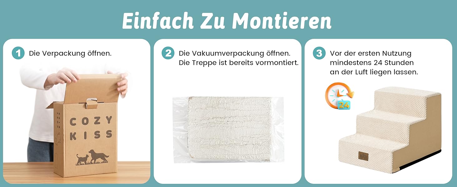 Сходинка для собак маленьких порід, 3 сходинки, знімний чохол, 60x5x5 см (бежевий), 40x45x35 см