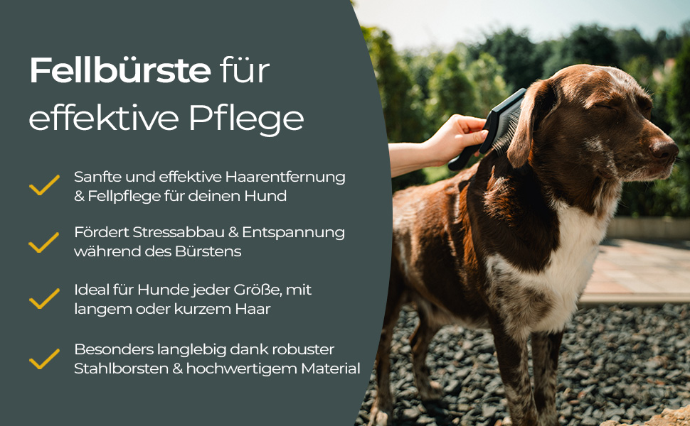 Щітка для собак Fellbürste - видалення шерсті та догляд за довгою та короткою шерстю, ергономічна ручка, для чутливої шкіри, преміум-якість, розмір S