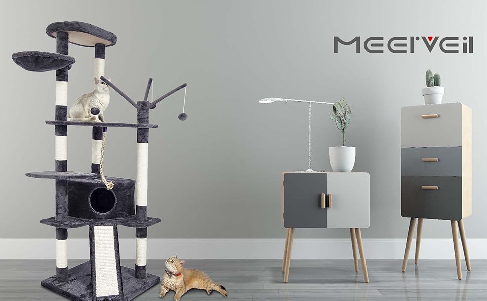 Кігтеточка Meerveil XXL, стійка, 167 см (сіра)