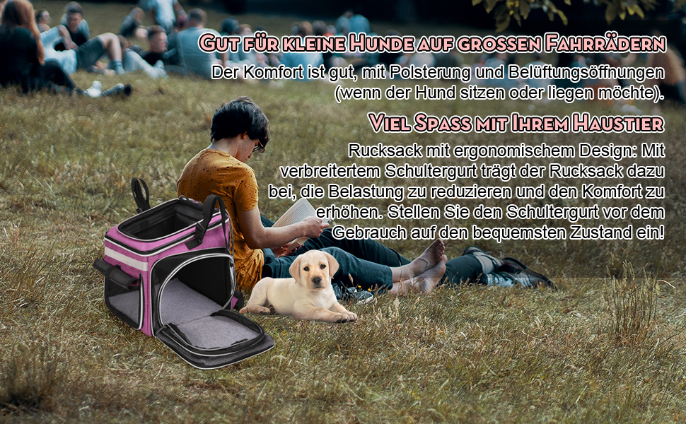Сумка на велосипед для тварин (собаки, коти), рюкзак для домашніх улюбленців з сіткою, складана переноска для собак та котів до 6 кг (фіолетовий, 53 x 29 x 33 см)