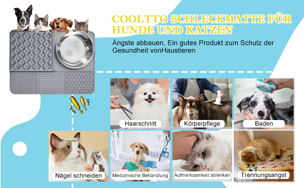 Шлека для собак Cooltto з лотком та шпателем: силіконова підстилка з присосками для купання, грумінгу та догляду за кігтями (сірий)