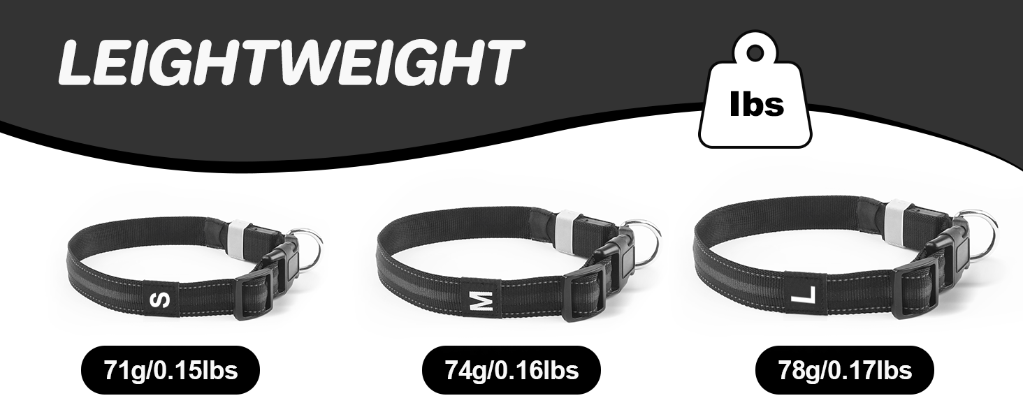 Світлодіодна нашийник для собак Feycig з USB зарядкою - водонепроникний, регульований, 3 режими, для малих, середніх та великих собак (Чорний, L(48-60см))