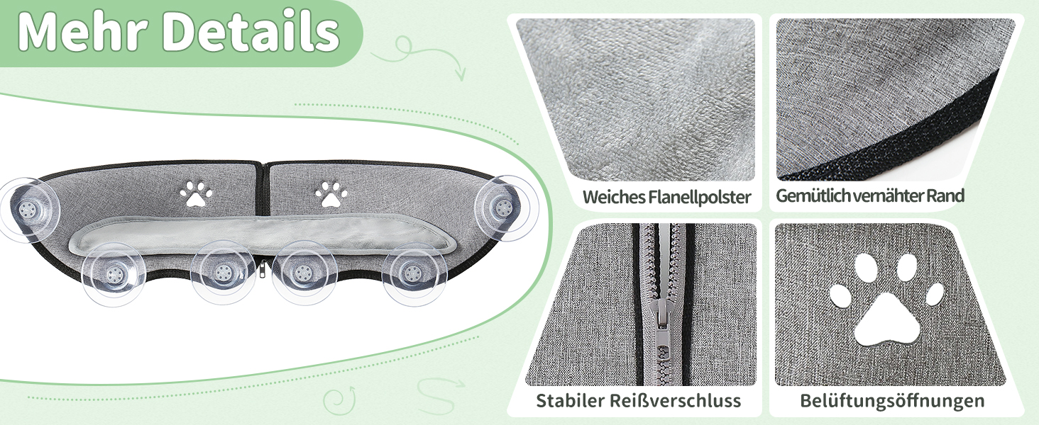 Кішка ліжко на вікно GUUSII HOME - гамак для котів, сіре, 71x19x9 см