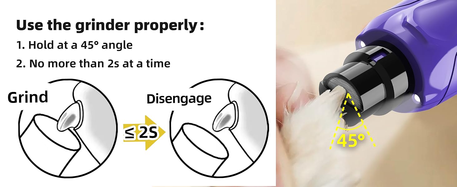 Електричний точилка для кігтів собак Casfuy - 6 режимів, 45 dB, з LED-підсвічуванням, для собак та котів великих, середніх та малих порід, фіолетовий