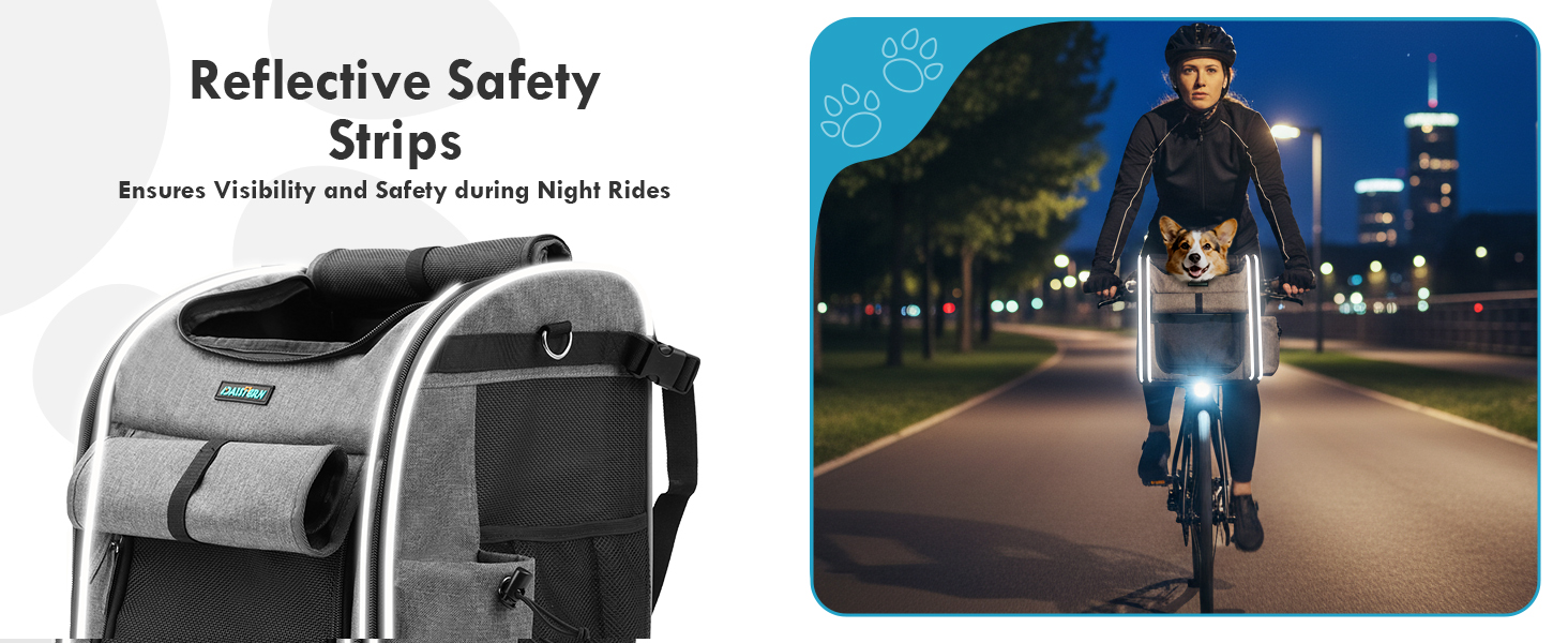 Корзина для собак на велосипед до 10 кг з L-подібним кріпленням Φ8см, складана корзина для велосипеда 4 в 1: рюкзак, сумка через плече, автокрісло, з м'якою подушкою, сітчастими вікнами та світловідбиваючими смугами