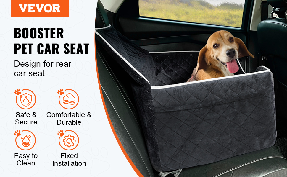 Автокрісло для собак VEVOR - підйомник для собак у машину з кишенею для зберігання, безпечна повідець, гумова наповнювач, автоліжко для собак середніх та великих порід (до 25 кг)