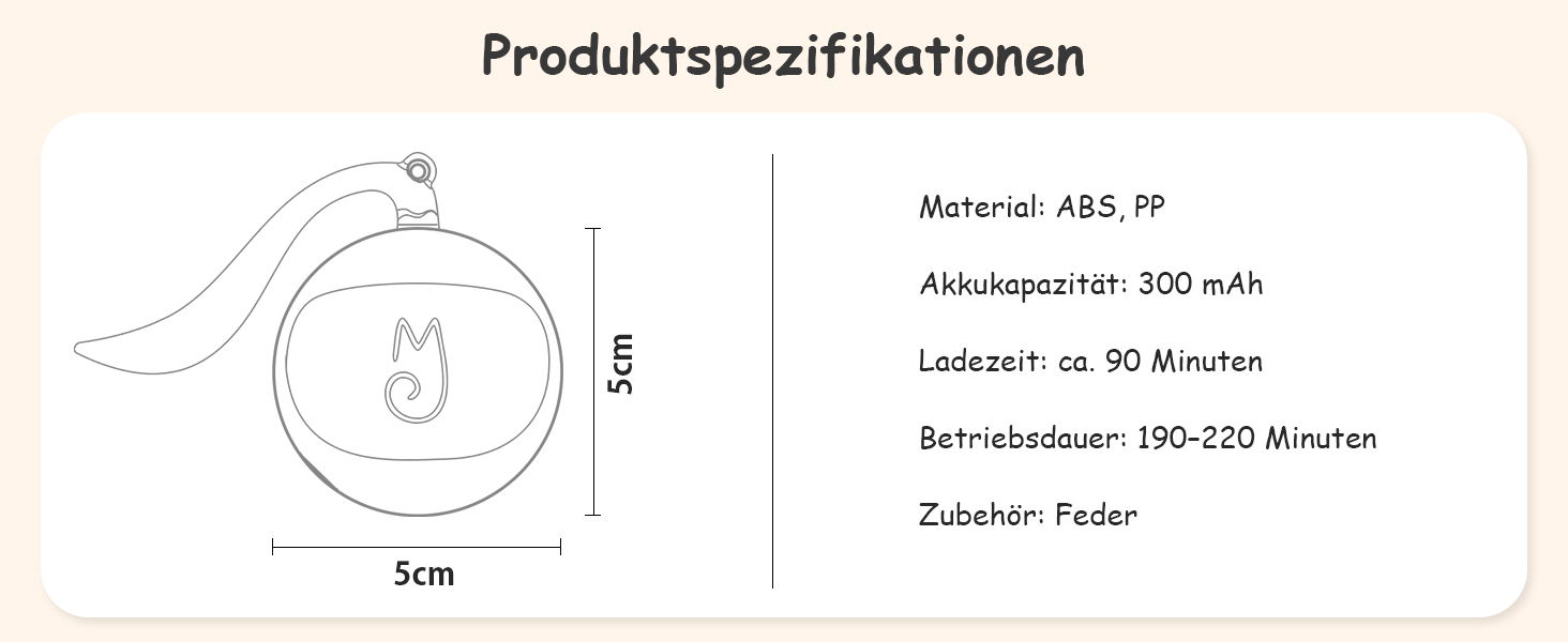 Інтерактивна іграшка для котів Migipaws: електричний м'ячик з пухнастим хвостом та іграшковою мишкою, акумуляторний, білий