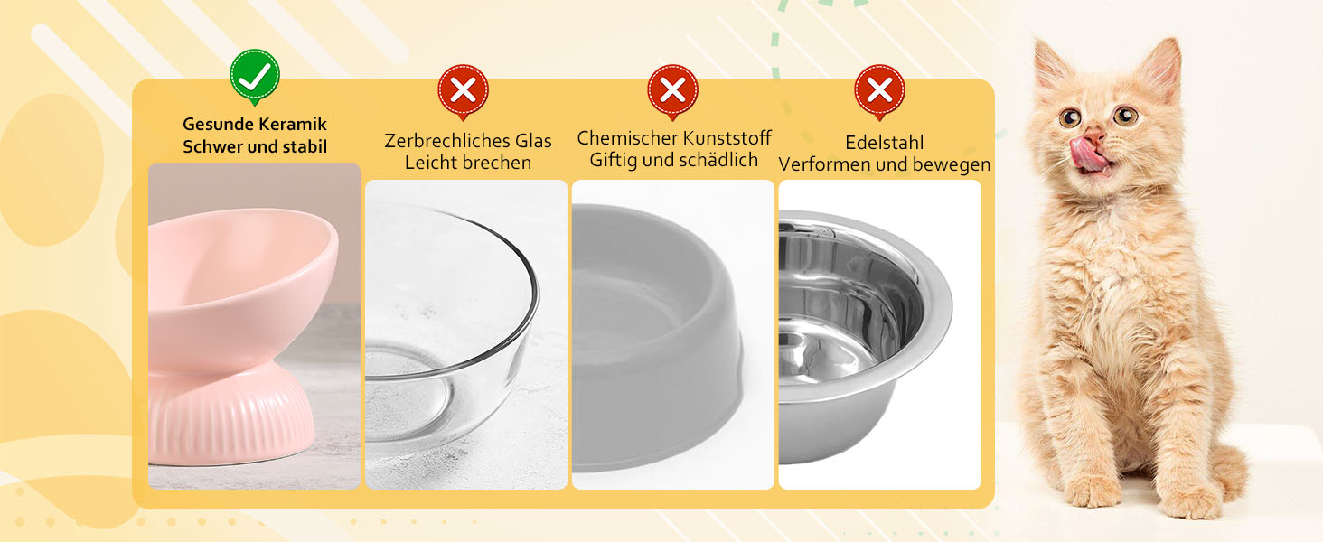 Підвищена годівниця для котів з кераміки - нахилена миска проти блювоти для котів - 280 мл, діаметр 15,5 см, біла