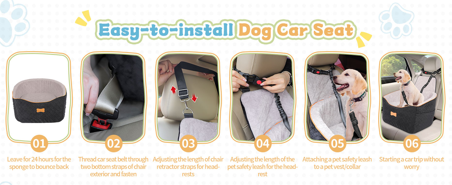 Автокрісло для собак COCASES - зручний кошик для собак малих та середніх порід, регульована висота, з безпечним ременем, знімний та миючий чохол