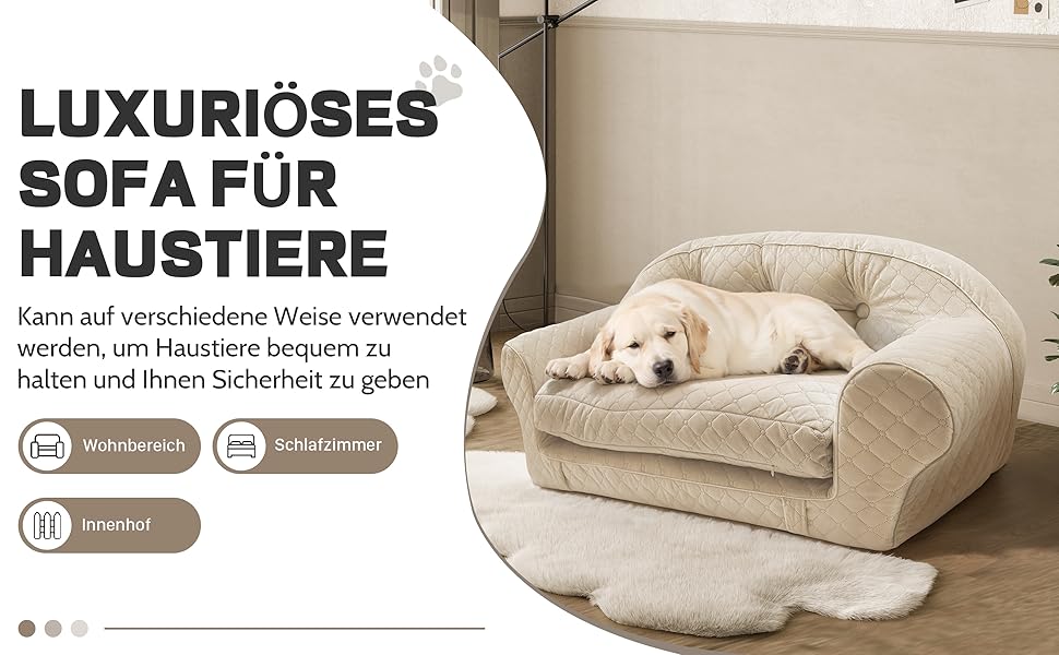 Софа для собак, розкішна лежанка для домашніх тварин знімним чохлом, м'яка та зручна підстилка для собак та котів середніх та маленьких порід