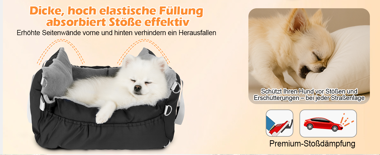 Автомобільний лежак для собак 3-в-1 – переносна лежанка для маленьких собак, з розкладною поверхнею, м'яким матрацом, для переднього та заднього сидіння, чорний