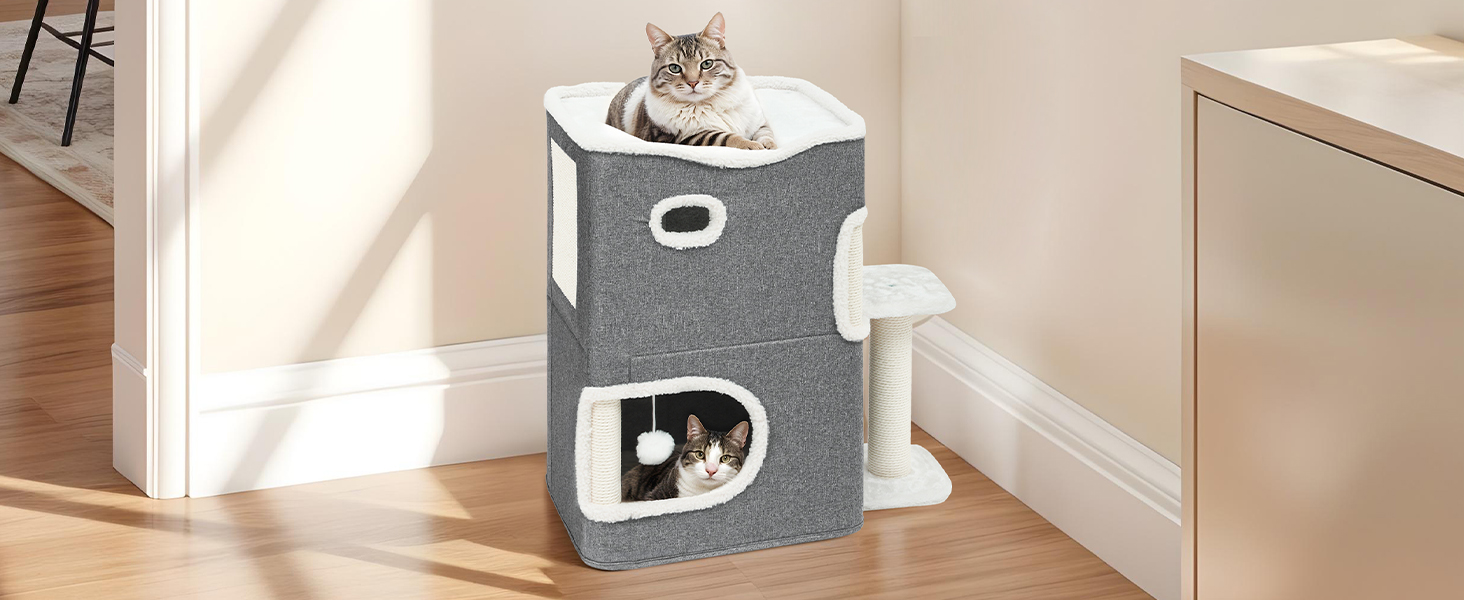 Кіт-будинок для дому, розкладний, великий, з когтеточкою для полиці, кіт-будинок-печера, ліжко-печера для котів, кігтеточка, кіт-будинок-бочка, для лазіння, з опорами
